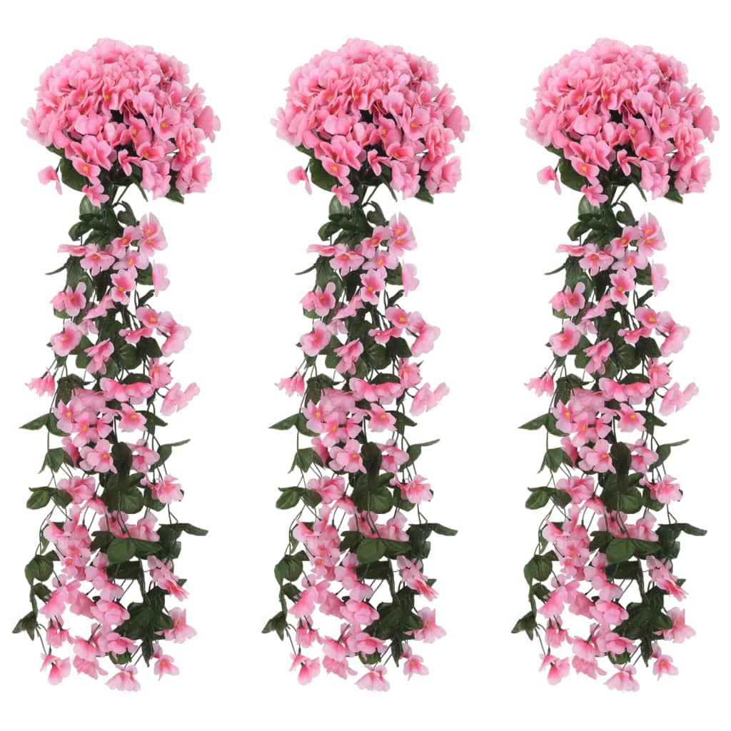 vidaXL Guirlandes de fleurs de Noël 3 pcs rose 85 cm