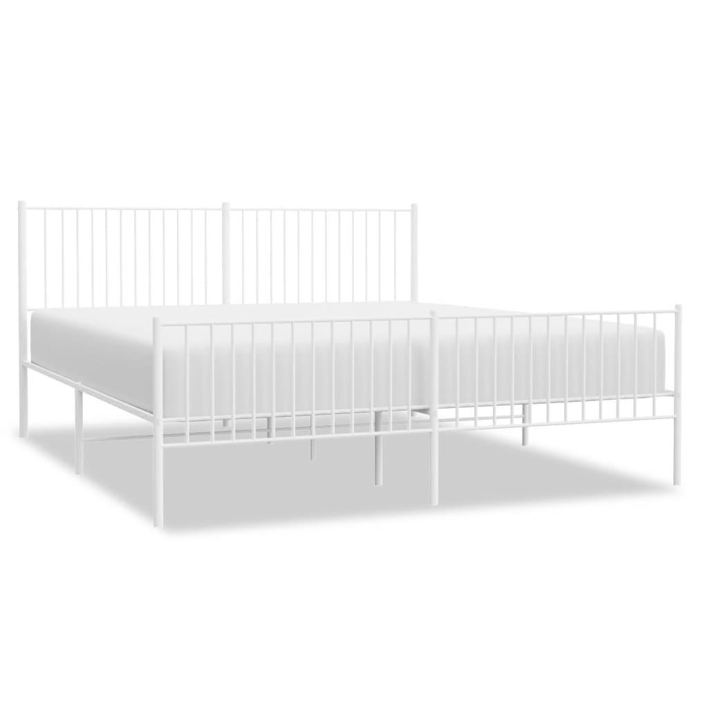 vidaXL Cadre de lit métal sans matelas et pied de lit blanc 200x200 cm