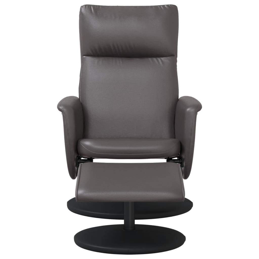 vidaXL Fauteuil inclinable avec repose-pied gris similicuir