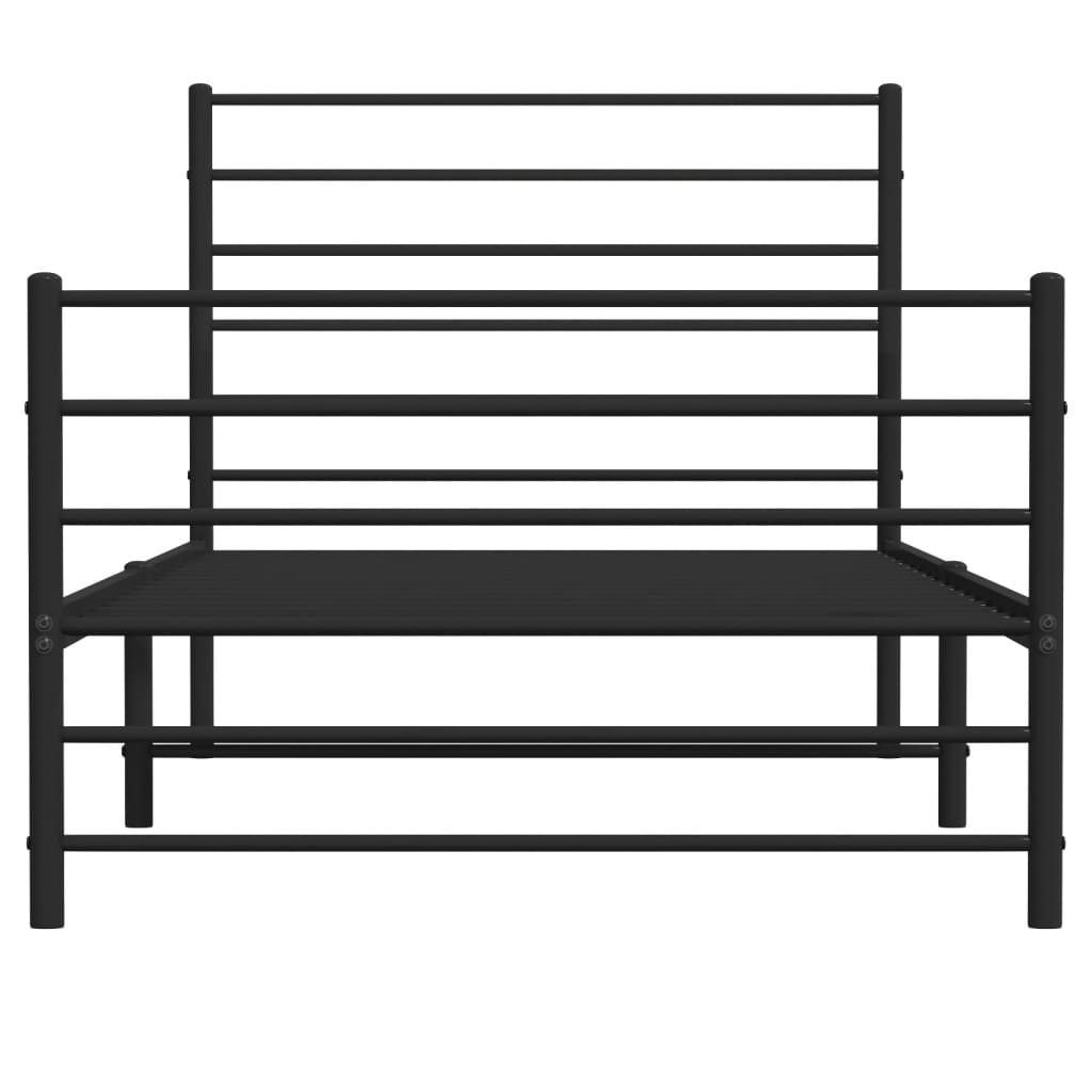 vidaXL Cadre de lit métal sans matelas avec pied de lit noir 107x203cm