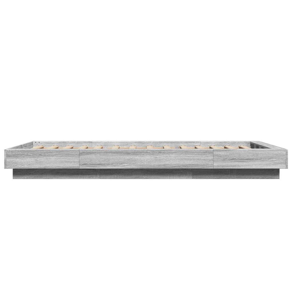 vidaXL Cadre de lit et lumières LED sans matelas sonoma gris 90x200 cm