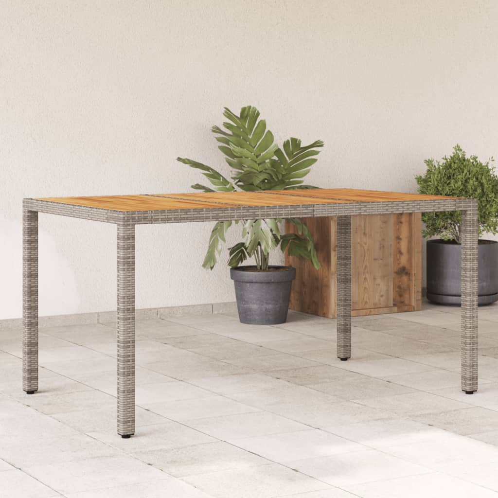 vidaXL Table de jardin 150x90x75 cm Acacia et résine tressée Gris