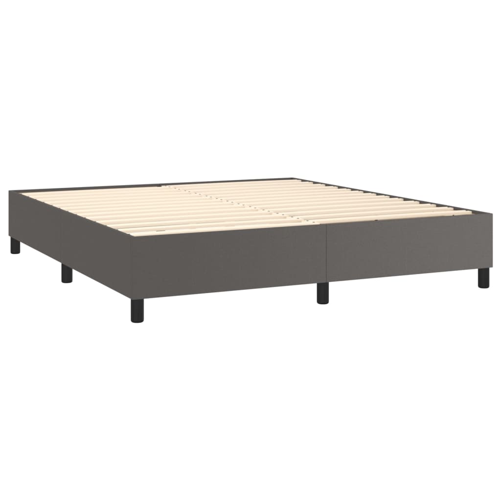 vidaXL Sommier à lattes de lit matelas LED Gris 160x200 cm Similicuir