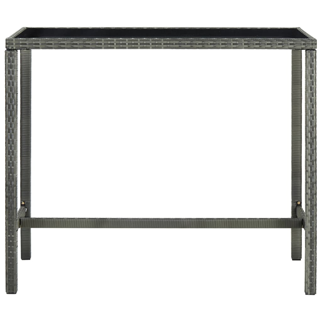 vidaXL Table bar de jardin Gris 130x60x110 cm Résine tressée et verre