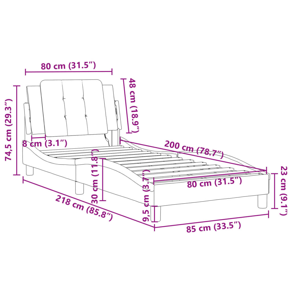 vidaXL Cadre de lit sans matelas noir 80x200 cm similicuir