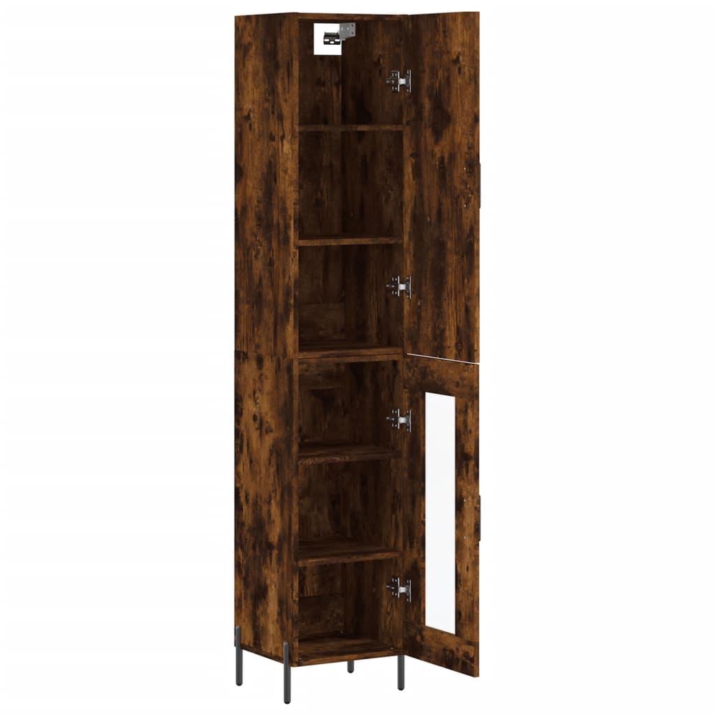 vidaXL Buffet haut Chêne fumé 34,5x34x180 cm Bois d'ingénierie