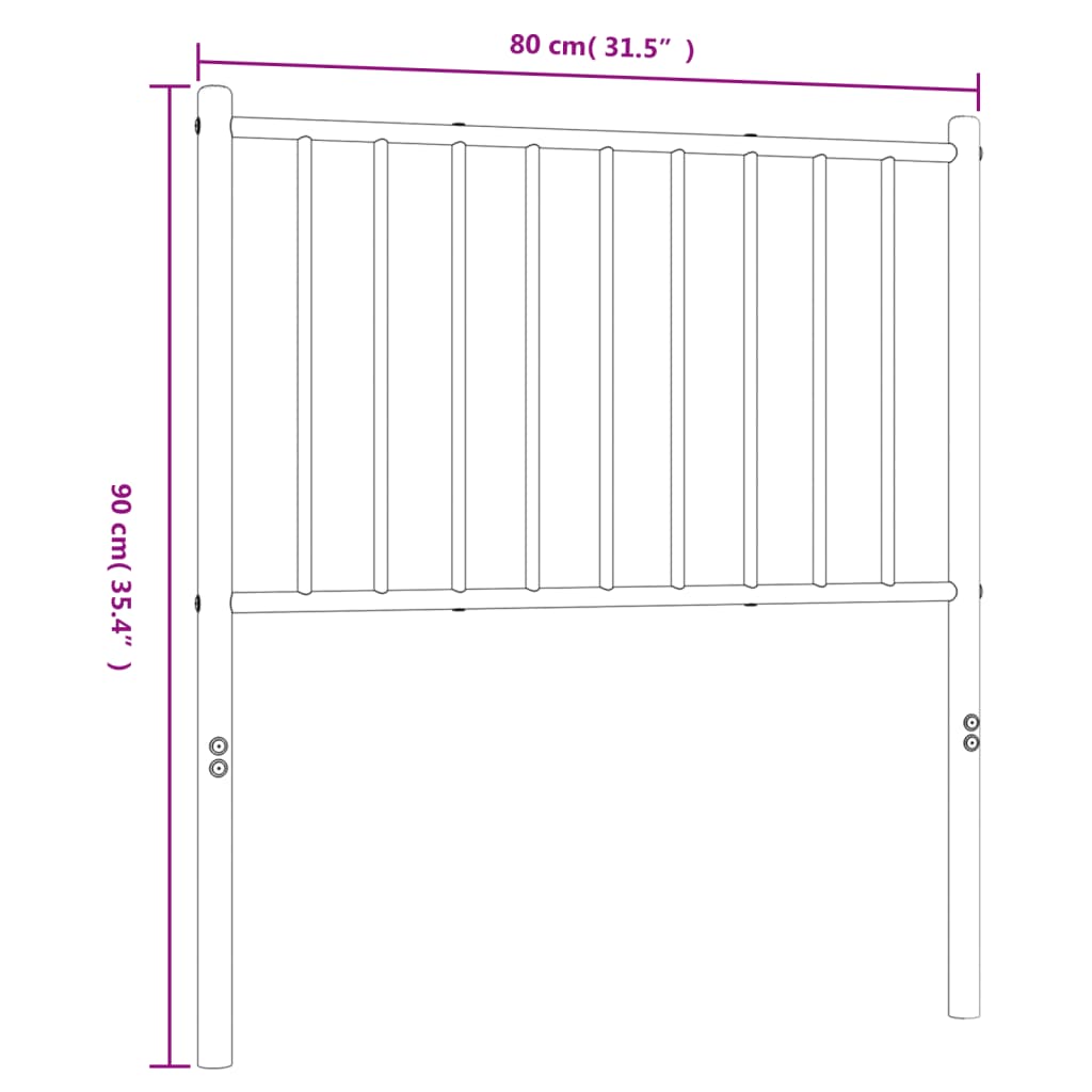 vidaXL Tête de lit métal noir 75 cm