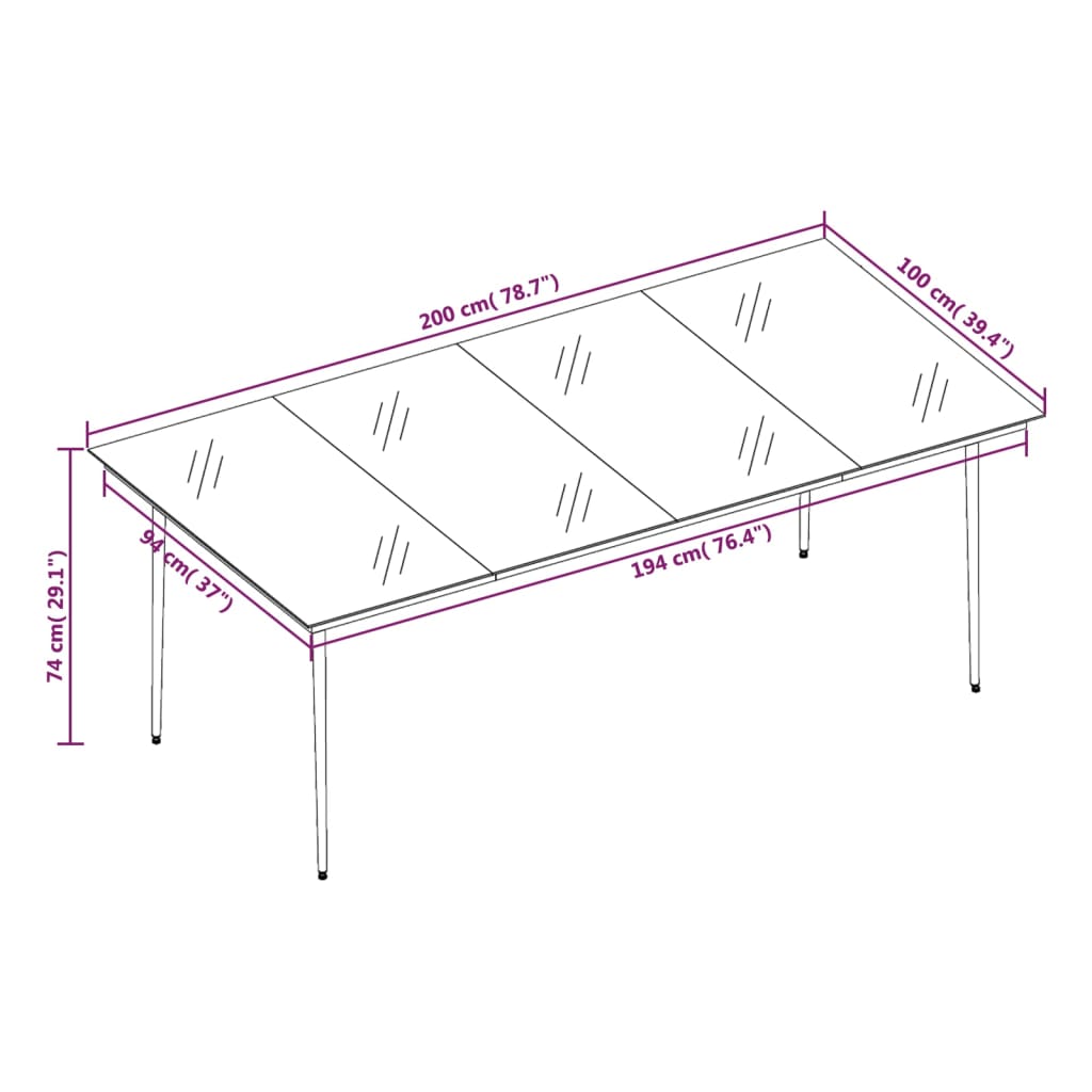 vidaXL Ensemble à manger de jardin 9 pcs Noir