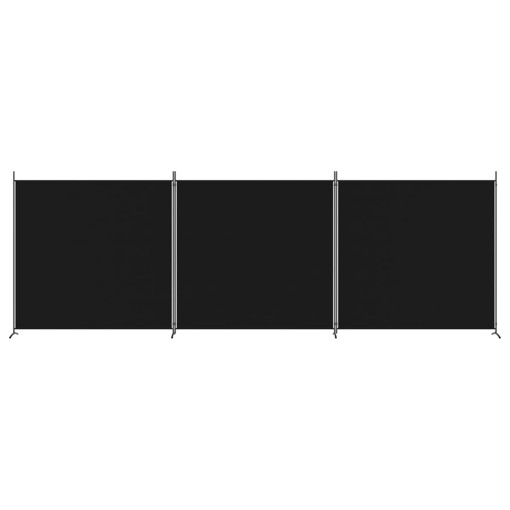 vidaXL Cloison de séparation 3 panneaux Noir 525x180 cm Tissu