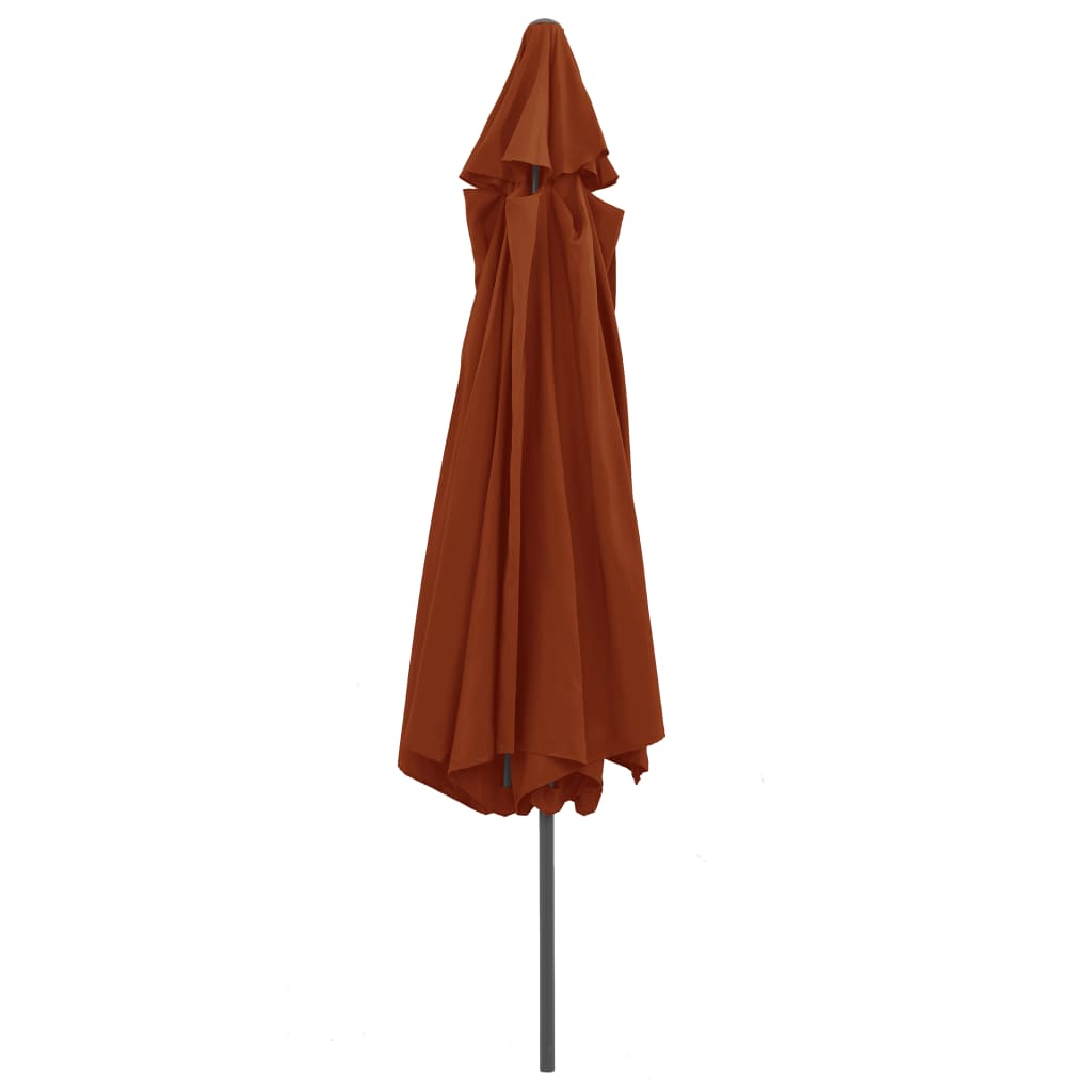 vidaXL Parasol de jardin avec mât en métal 390 cm terre cuite