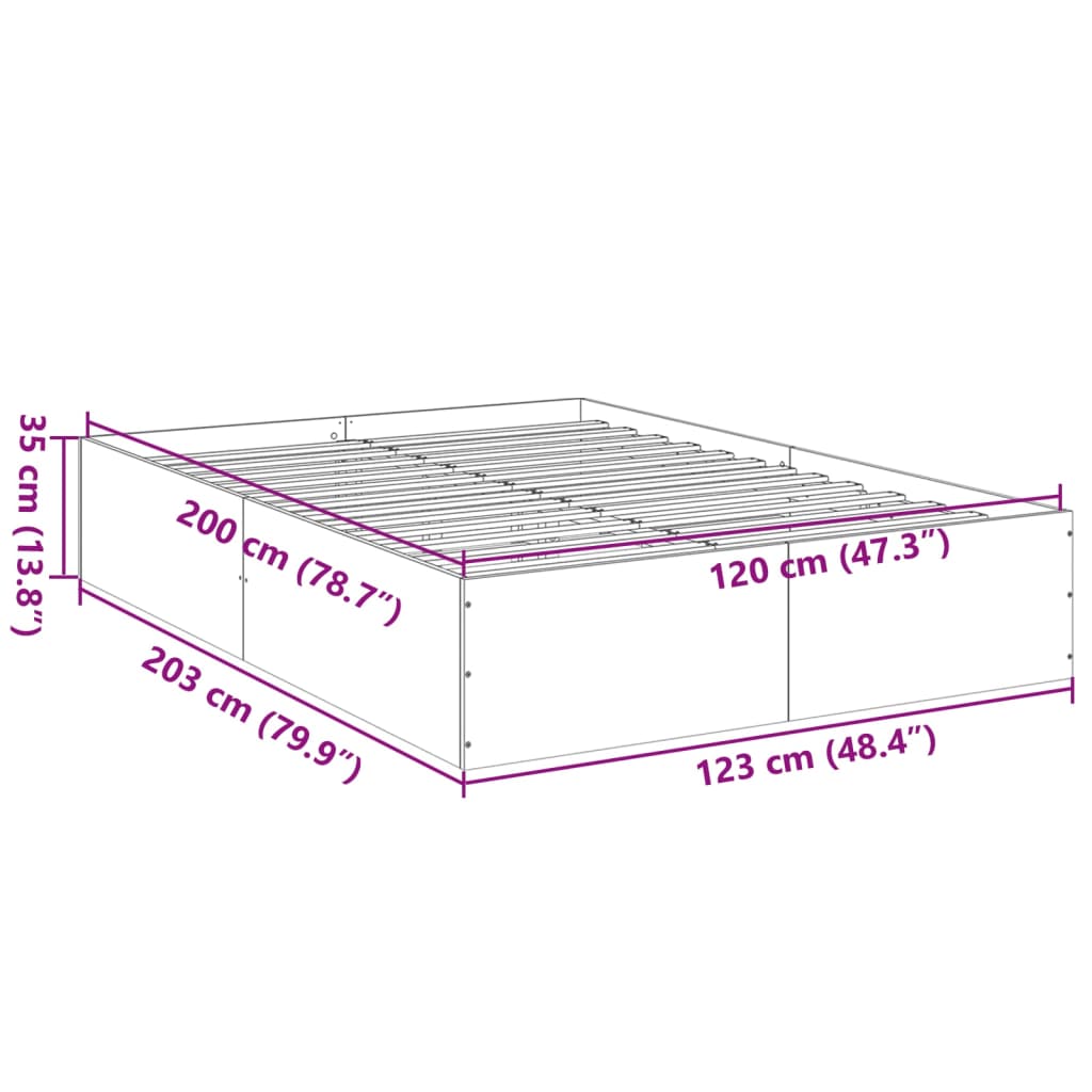 vidaXL Cadre de lit chêne marron 120x200 cm bois d'ingénierie