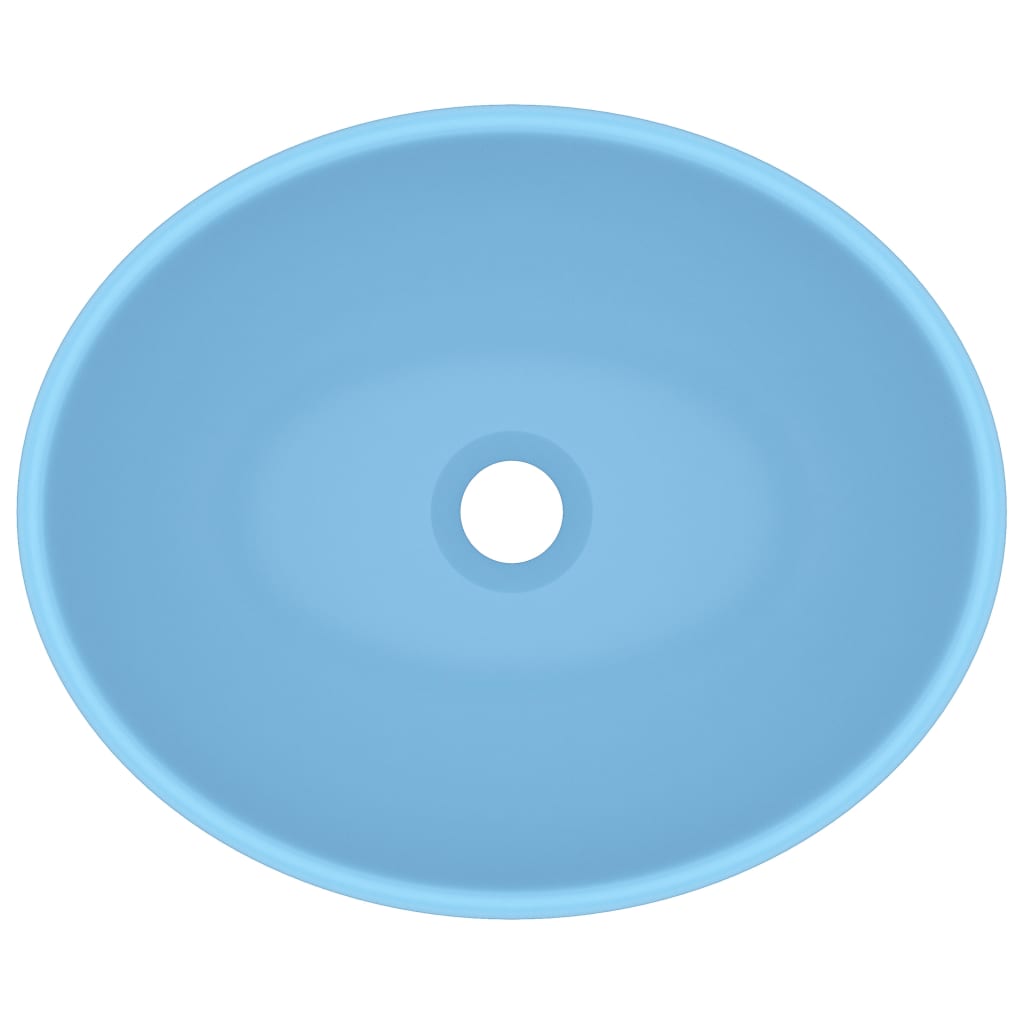 vidaXL Lavabo ovale de luxe Bleu clair mat 40x33 cm Céramique