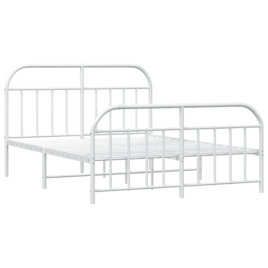 vidaXL Cadre de lit métal sans matelas et pied de lit blanc 180x200 cm