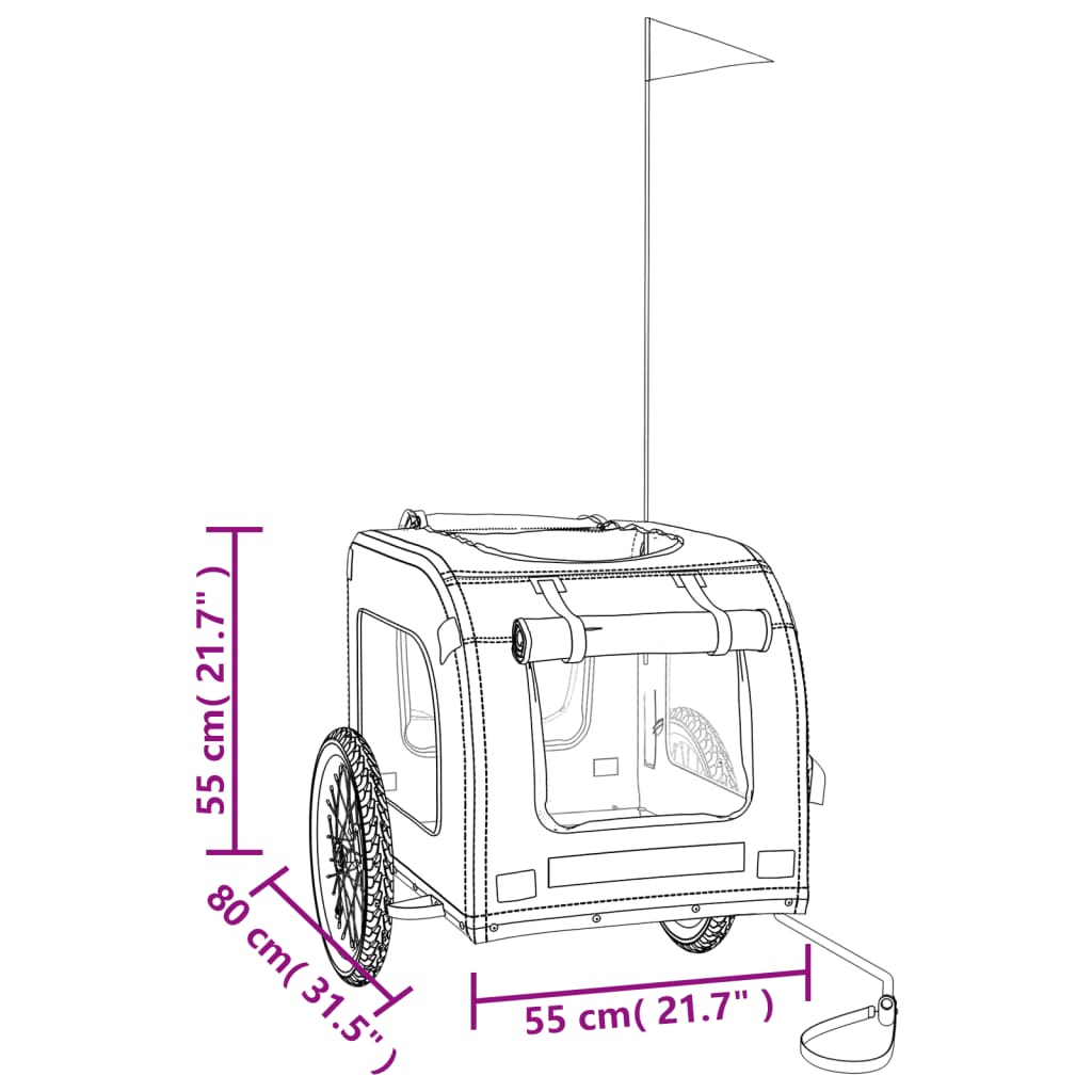 vidaXL Remorque de vélo pour animaux de compagnie bleu et gris