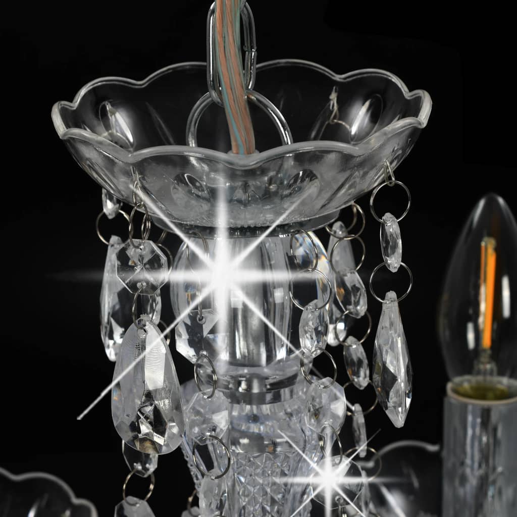 vidaXL Lustre avec perles de cristal Argenté Rond 5 x E14