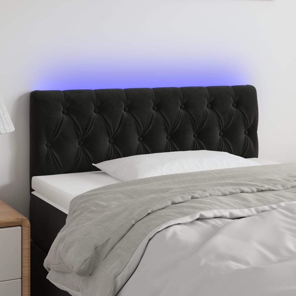 vidaXL Tête de lit à LED Noir 90x7x78/88 cm Velours