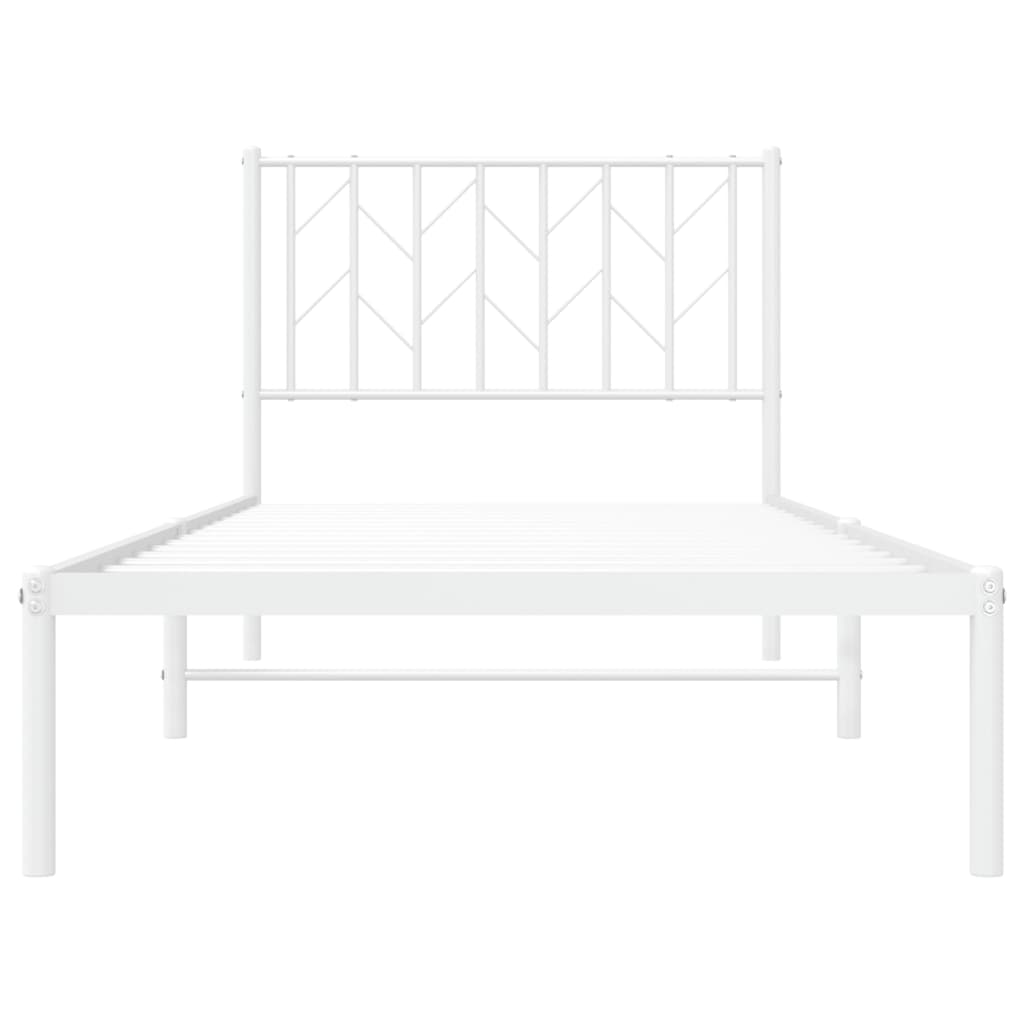 vidaXL Cadre de lit métal avec tête de lit blanc 90x190 cm
