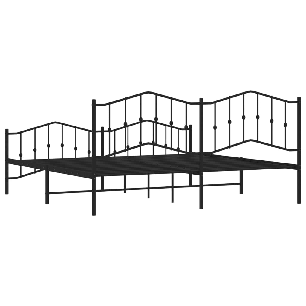 vidaXL Cadre de lit métal sans matelas avec pied de lit noir 200x200cm