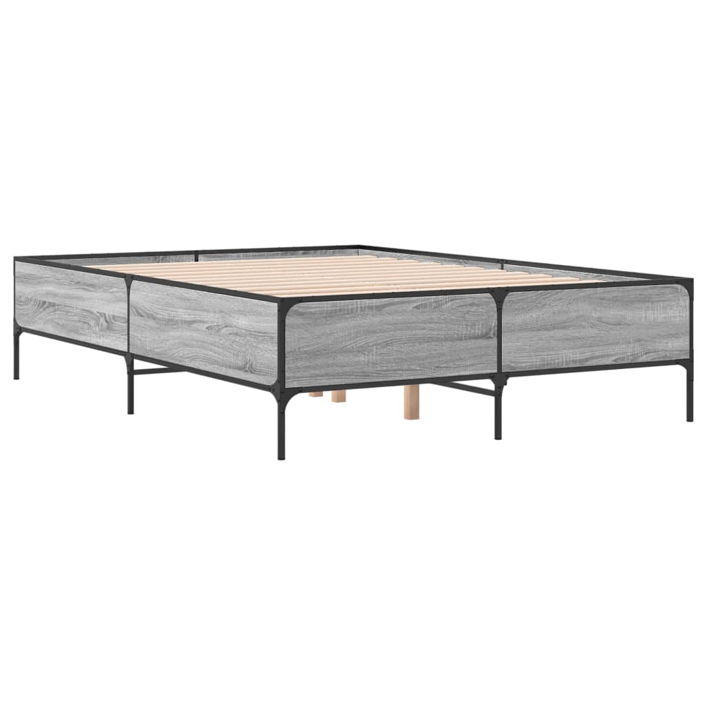 vidaXL Cadre de lit sans matelas sonoma gris 140x190 cm