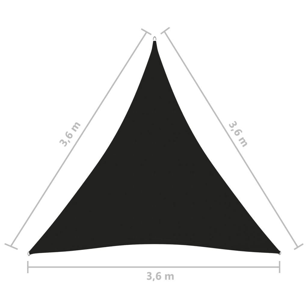 vidaXL Voile de parasol Tissu Oxford triangulaire 3,6x3,6x3,6 m Noir
