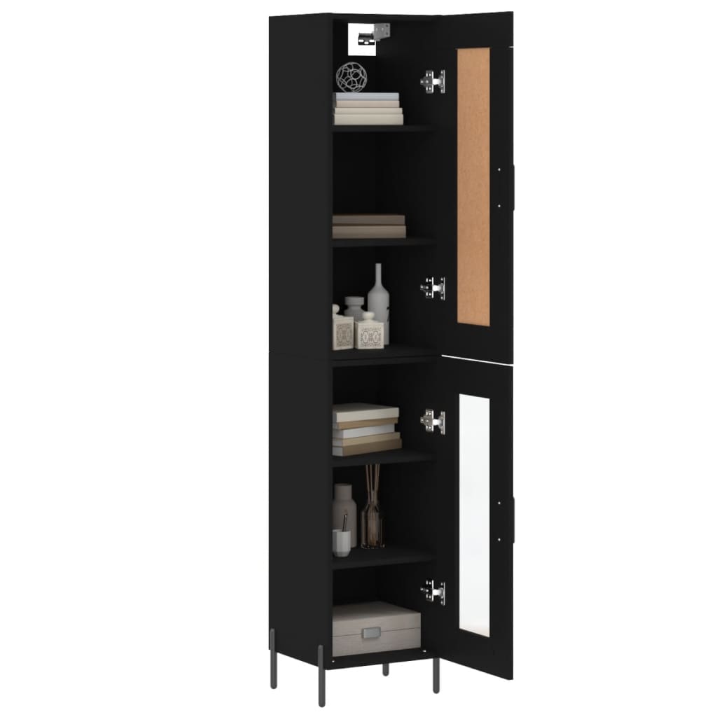 vidaXL Buffet haut Noir 34,5x34x180 cm Bois d'ingénierie