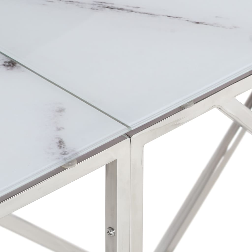 vidaXL Table console argenté acier inoxydable et verre trempé