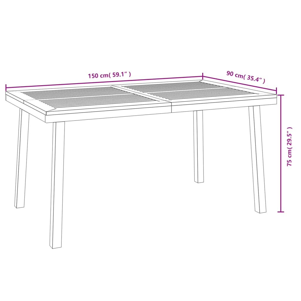 vidaXL Ensemble à manger de jardin 5 pcs bois d'acacia massif et métal