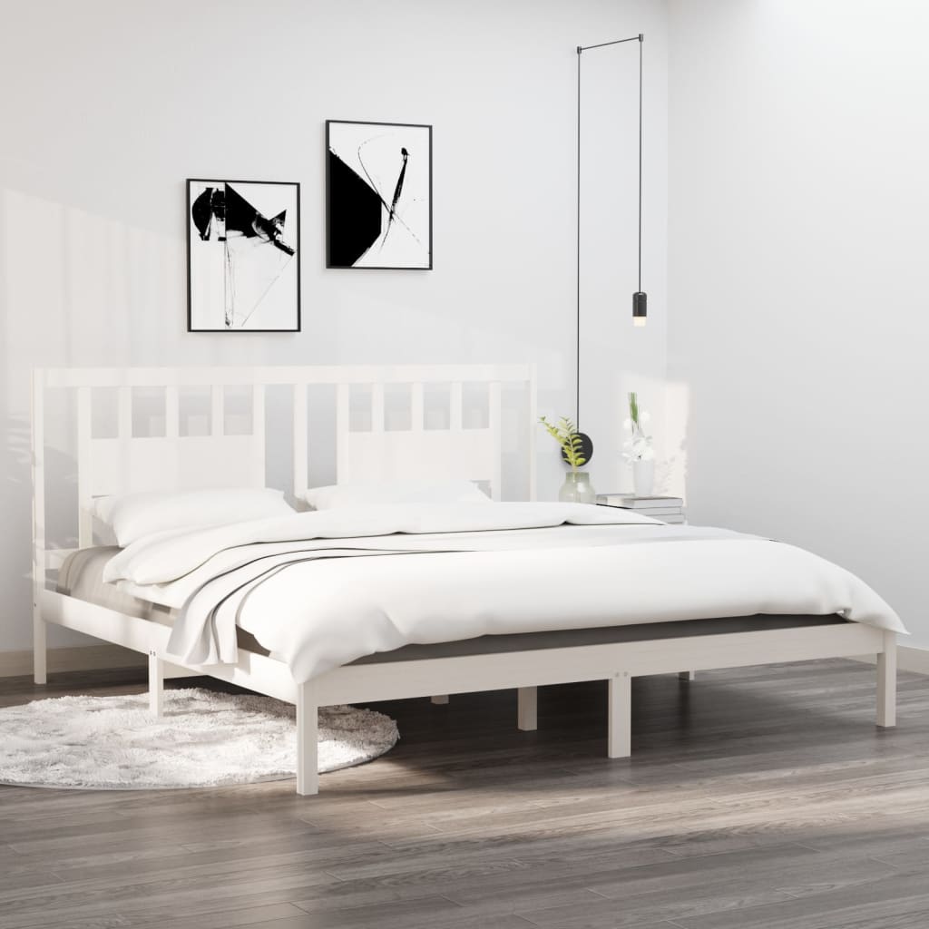 vidaXL Cadre de lit Blanc Bois massif 180x200 cm Super King