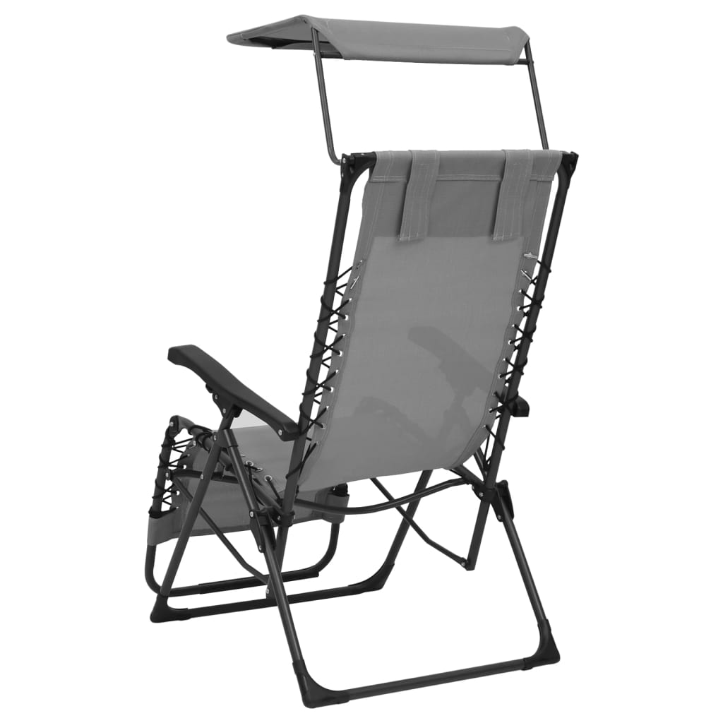 vidaXL Chaise pliable de terrasse Textilène Gris