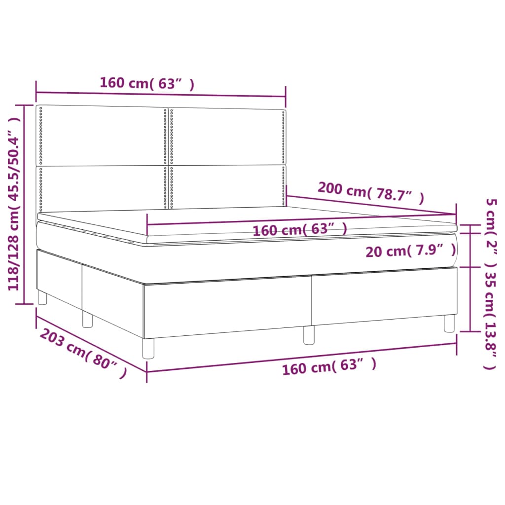 vidaXL Sommier à lattes de lit avec matelas Crème 160x200 cm Tissu