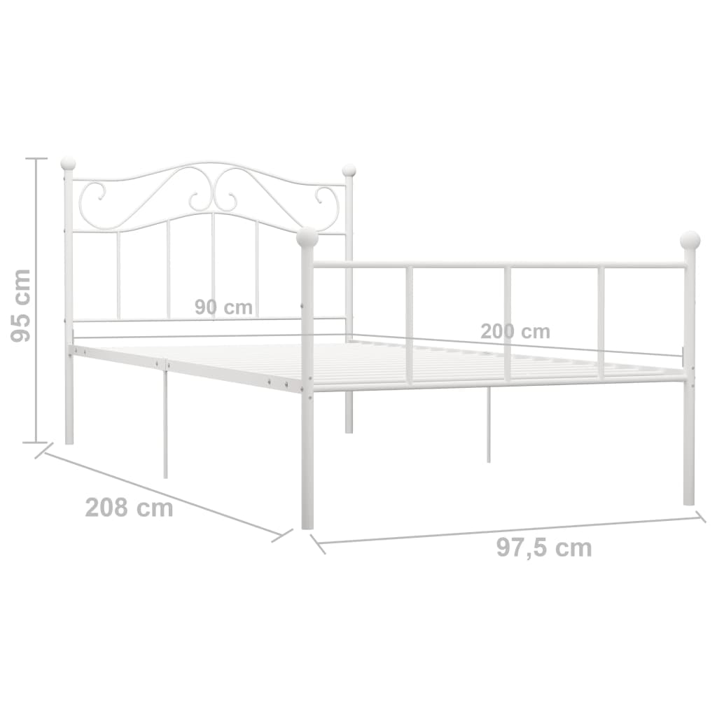 vidaXL Cadre de lit sans matelas blanc métal 90x200 cm