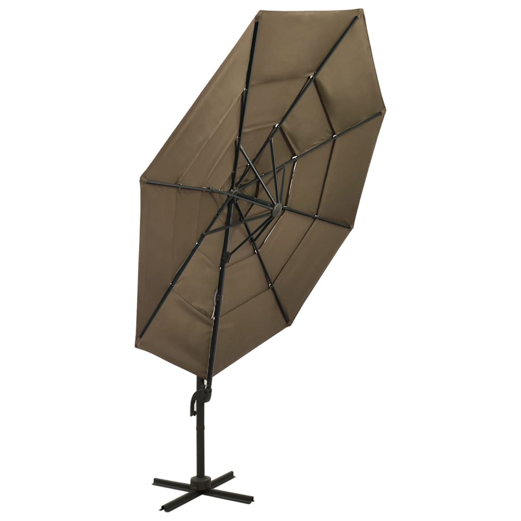 vidaXL Parasol de jardin à 4 niveaux avec mât en aluminium taupe 3x3 m