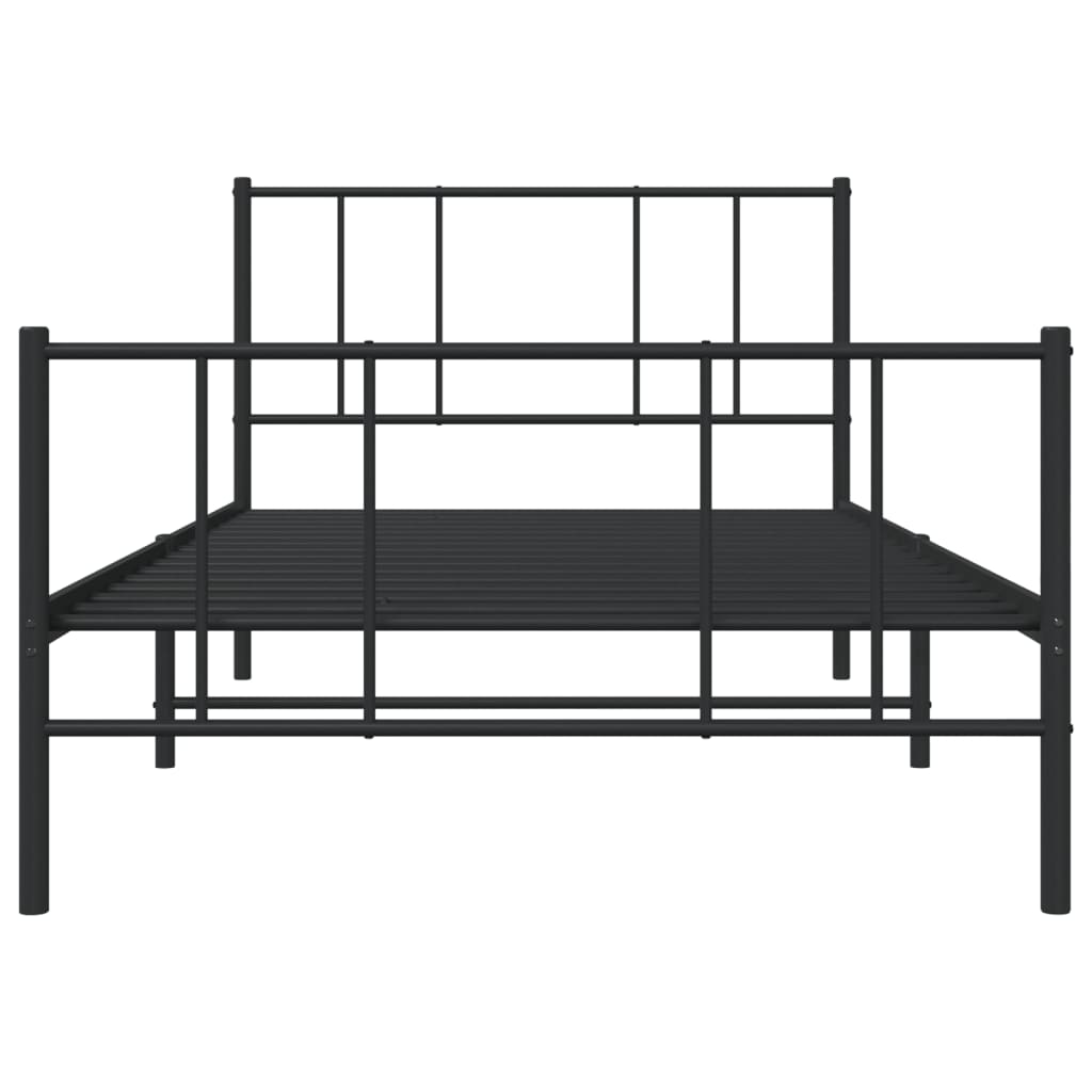 vidaXL Cadre de lit métal sans matelas avec pied de lit noir 90x190 cm