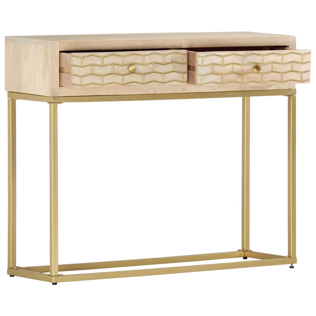 vidaXL Table console doré 90x30x75 cm bois solide de manguier