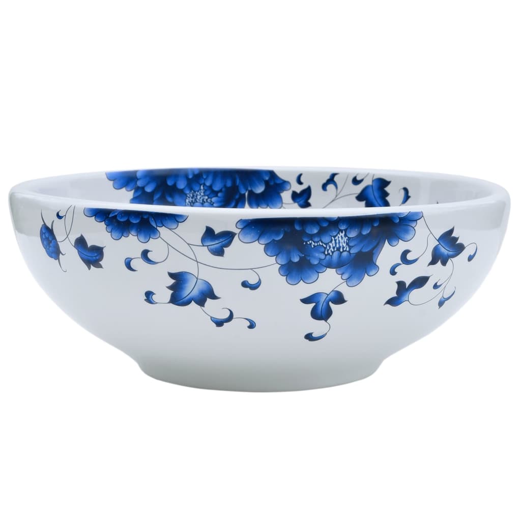 vidaXL Vasque à poser blanc et bleu rond Φ41x14 cm céramique