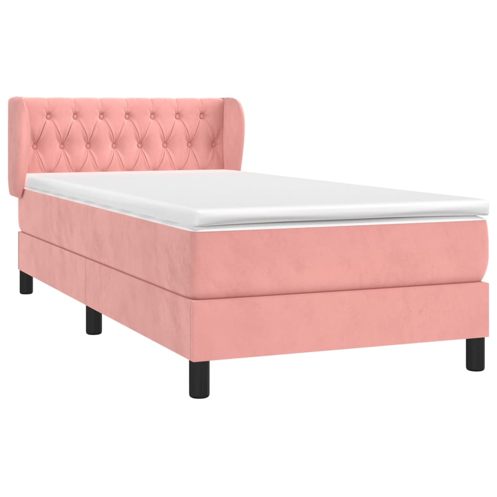 vidaXL Sommier à lattes de lit avec matelas Rose 100x200 cm Velours