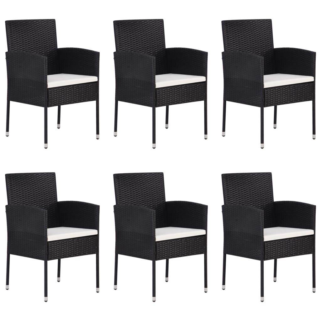 vidaXL Ensemble de salle à manger de jardin 7 pcs Noir