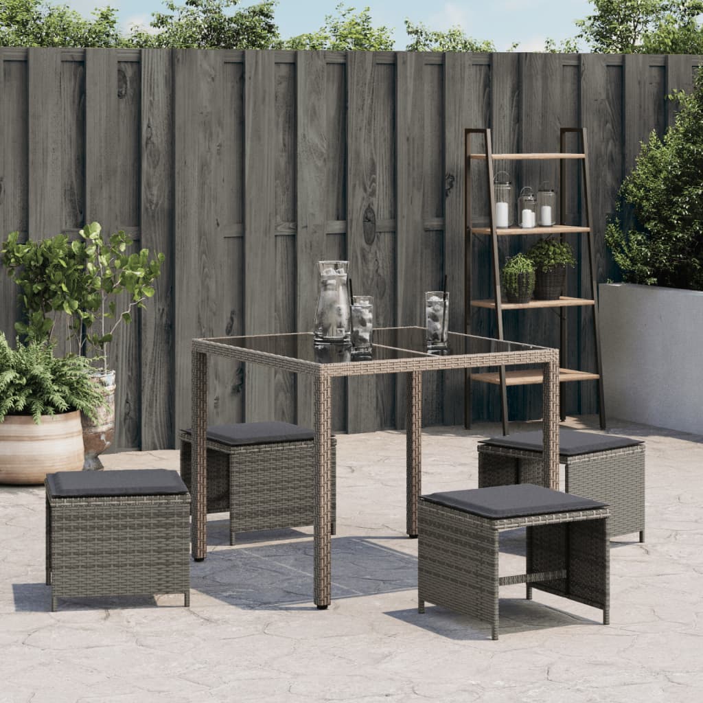 vidaXL Tabourets de jardin avec coussins lot de 4 gris résine tressée