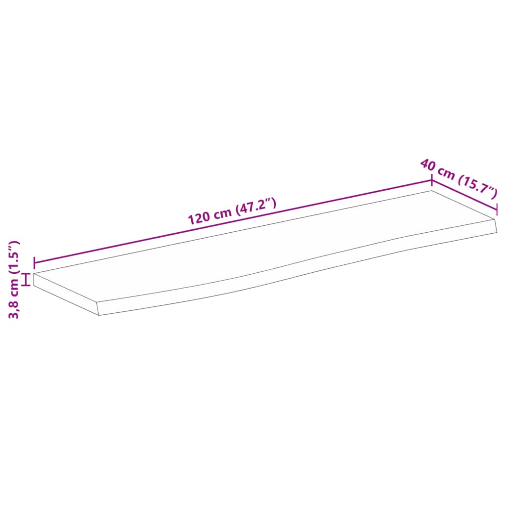 vidaXL Dessus de table à bord vivant 120x40x3,8cm bois massif manguier