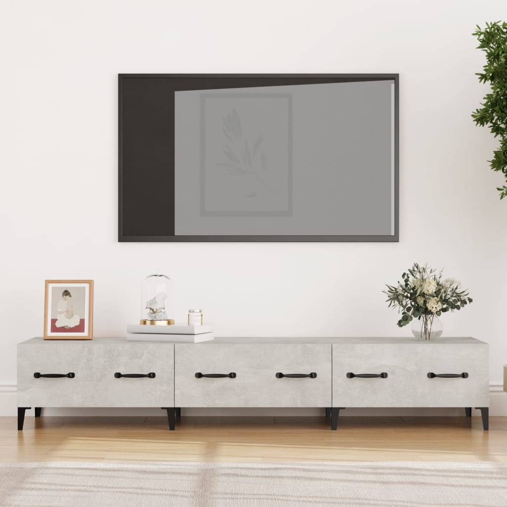 vidaXL Meuble TV Gris béton 150x34,5x30 cm Bois d'ingénierie