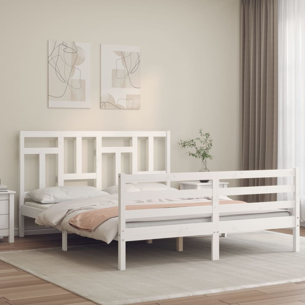 vidaXL Cadre de lit sans matelas blanc bois de pin massif