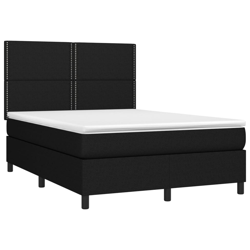 vidaXL Sommier à lattes de lit avec matelas Noir 140x200 cm Tissu