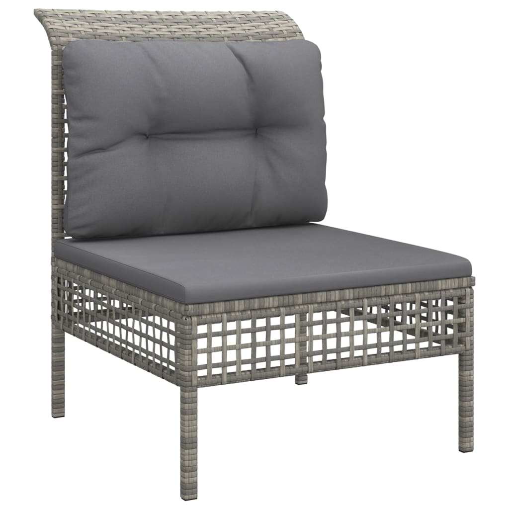 vidaXL Salon de jardin 9 pcs avec coussins Gris Résine tressée