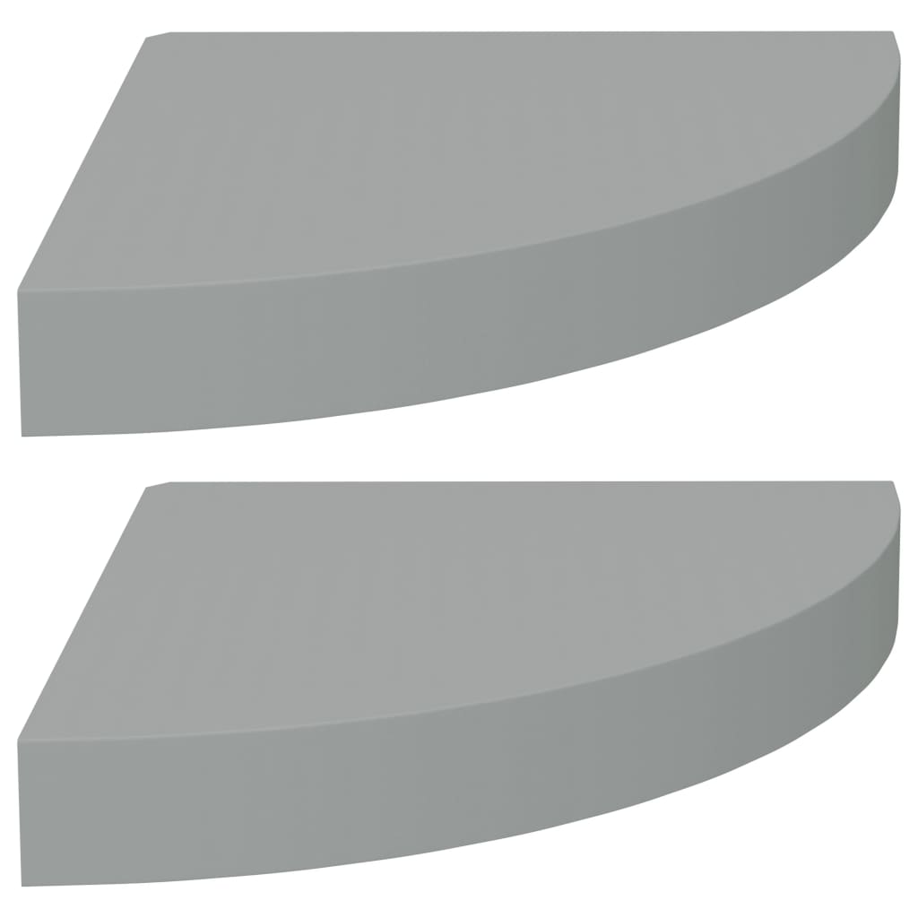 vidaXL Étagères d'angle flottantes 2 pcs gris 25x25x3,8 cm MDF