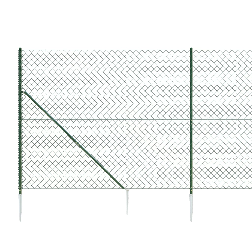 vidaXL Clôture à mailles losangées avec piquet d'ancrage vert 0,8x25 m