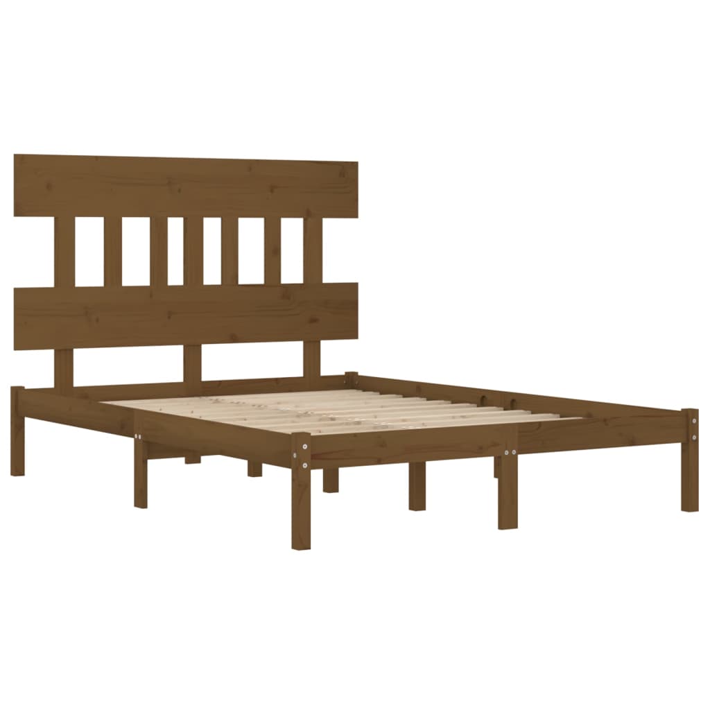 vidaXL Cadre de lit sans matelas marron miel 200x200 cm bois massif