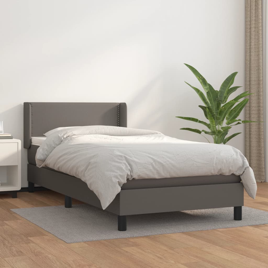 vidaXL Sommier à lattes de lit avec matelas Gris 80x200 cm Similicuir