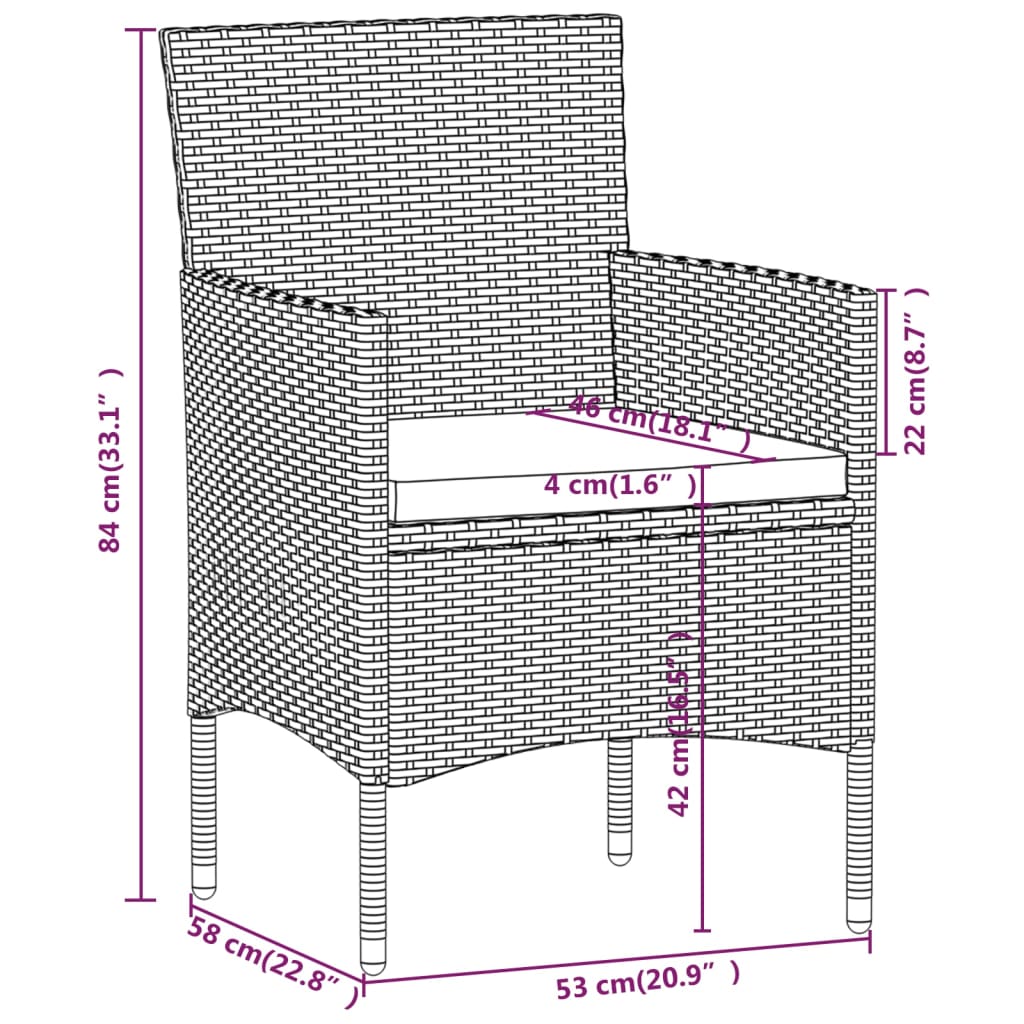 vidaXL Ensemble à manger de jardin 5 pcs Résine tressée et acacia Noir