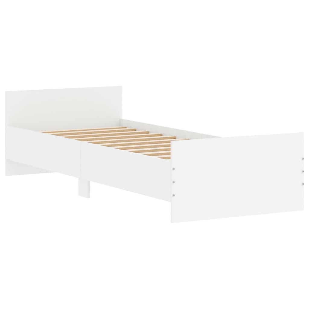 vidaXL Cadre de lit sans matelas blanc 75x190 cm bois d'ingénierie