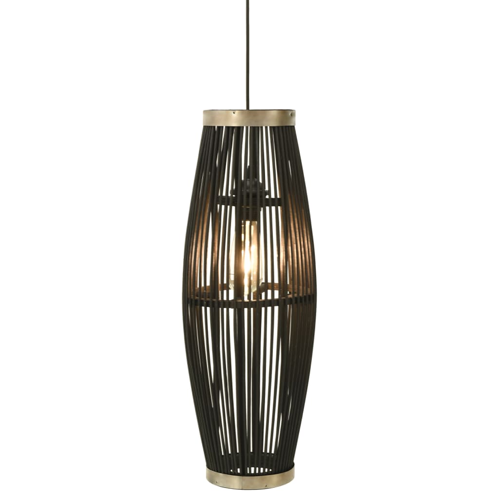 vidaXL Lampe suspendue Noir Osier 40 W 27x68 cm Ovale E27